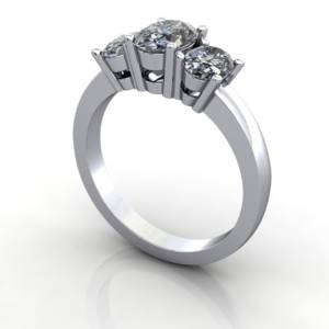 Multi stone Diamond Ring, PDM2, Platinum, 3D, Oval