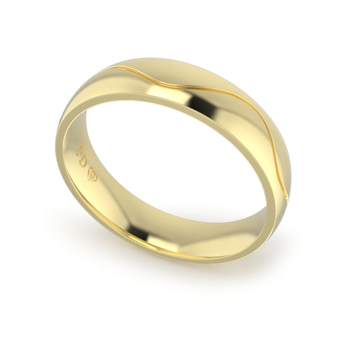 Gents Wave Wedding Ring - YG