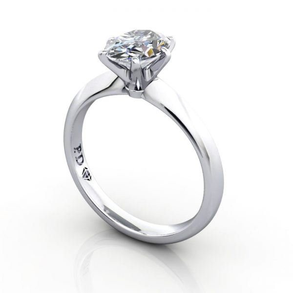 Oval Engagement Ring, Platinum, RS49, 3D