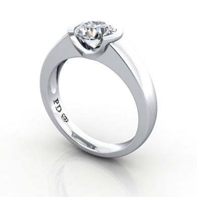 Round Engagement Ring, White Gold, RS39, 3D