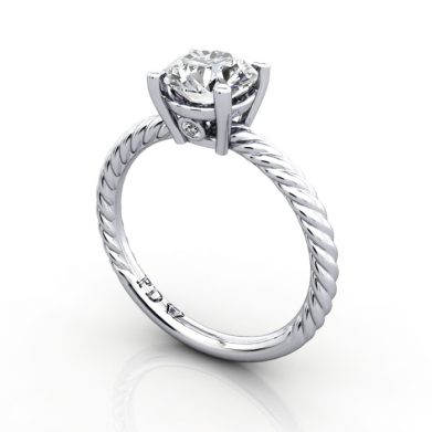 Solitaire Diamond Ring, RS47, White Gold, 3D