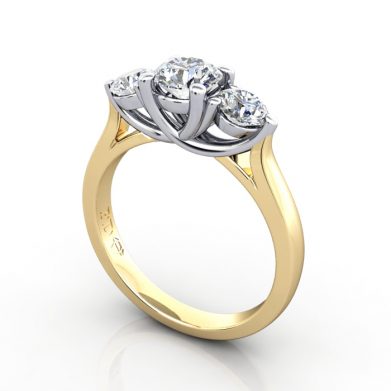 Trilogy Engagement Ring, Platinum, RT1, 3D