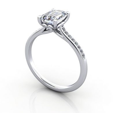Engagement Ring, Platinum, Asscher cut diamond, RSA1, 3D, Thumbnail