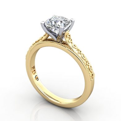 Round Engagement Ring, White Gold, RS50, 3D