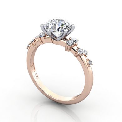 Thumb-Solitaire ring with scatter accents, RSA11, Plat, 3D