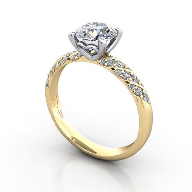 Solitaire ring with twist accent, RSA7, Plat, 3D