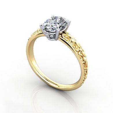 Thumb-Vintage Engagement Ring, RV1, Oval, Platinum, 3D