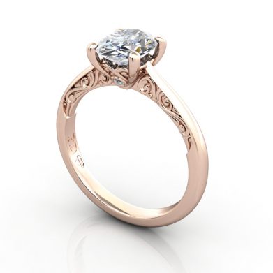 Vintage Engagement Ring, RV3, Oval, Platinum, 3D