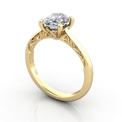 Vintage Engagement Ring, RV3, Oval, Platinum, 3D