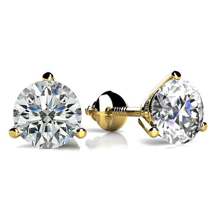 Diamond Stud Earrings, Martini, Yellow Gold, 0.50 carat