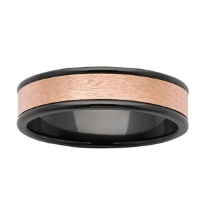 Black Zirconium Wedding Ring PD182Z - Rose Gold