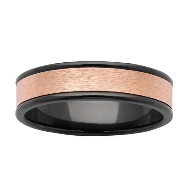 Black Zirconium Wedding Ring PD182Z - Rose Gold