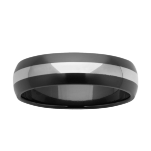 Black Zirconium Wedding Ring PD600Z - Silver