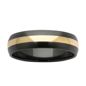 Black Zirconium Wedding Ring PD600Z - Yellow Gold