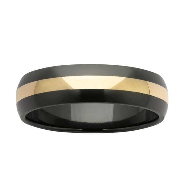 Black Zirconium Wedding Ring PD600Z - Yellow Gold