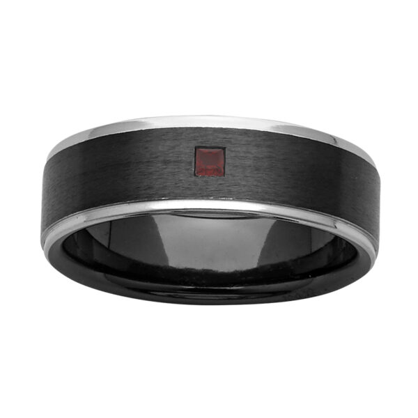 Black Zirconium Wedding Ring PDAR801Z - ruby